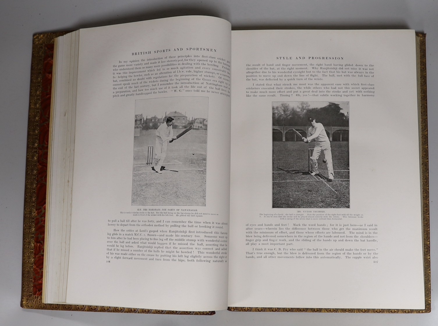 The Sportsman - British Sports and Sportsmen: Cricket and football, one of 1000, folio, red morocco gilt, with tissue-guarded full-page plates, London, 1917 and Sidney, Samuel - The Book of the Horse, 3rd edition, 4to, h